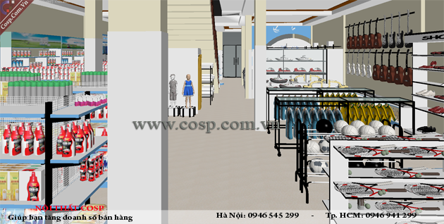 Thiết kế nội thất siêu thị - chị Báu - Kon Tum